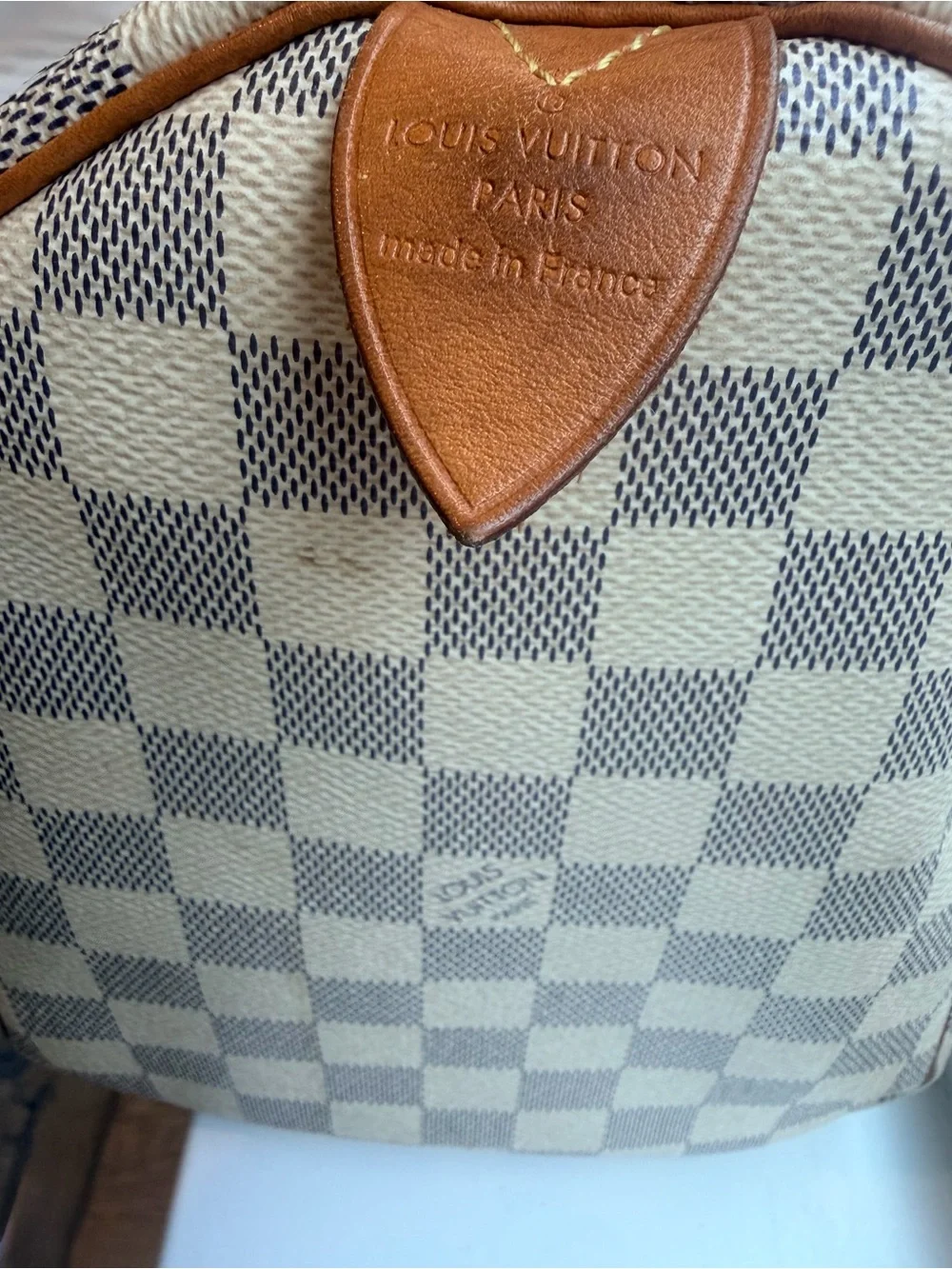 Authentic Louis Vuitton Speedy 30 in Damier Azur White/Blue/Gray LV Speedy 30